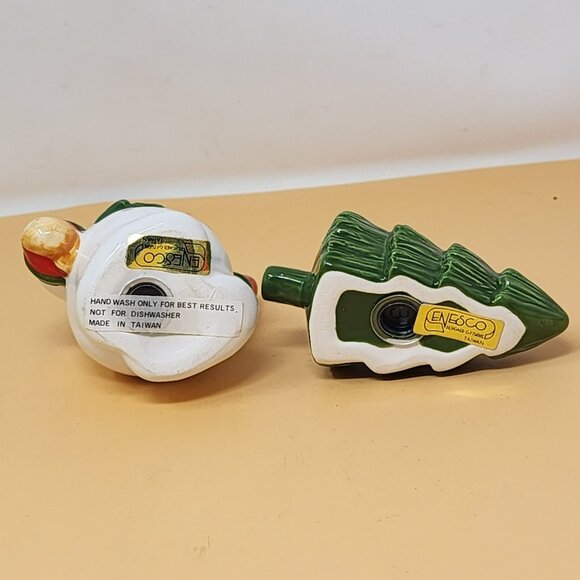 Enesco Snowman & Christmas Tree Ceramic Salt & Pepper Shaker Set New In Box - Picture 8 of 11